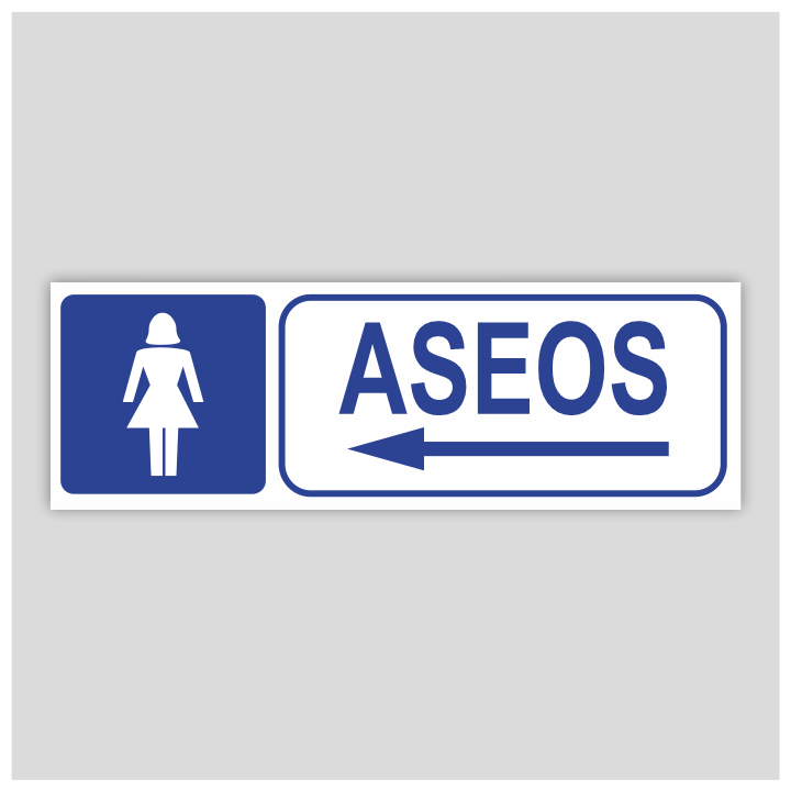 Cartell de aseo femenino con flecha izquierda