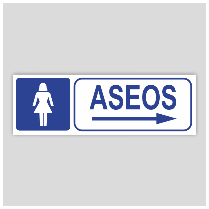 Cartel de aseo femenino con flecha derecha