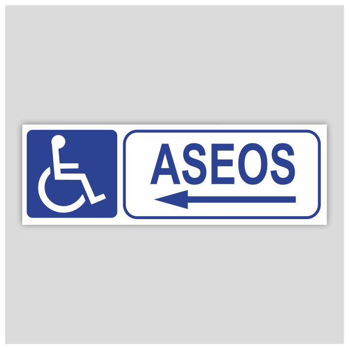Cartel de aseo adaptado con flecha izquierda