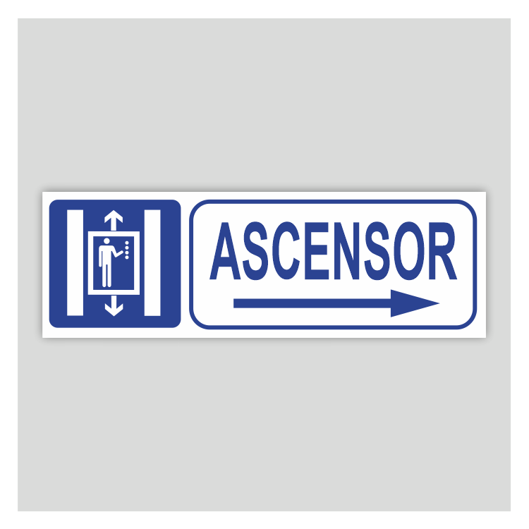 Cartel de ascensor con flecha a la derecha