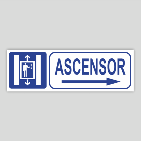 Cartel de ascensor con flecha a la derecha