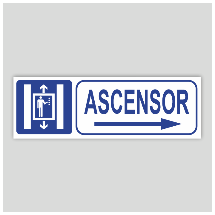 Cartell d'ascensor amb fletxa a la dreta