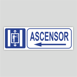 Cartel de ascensor con flecha izquierda