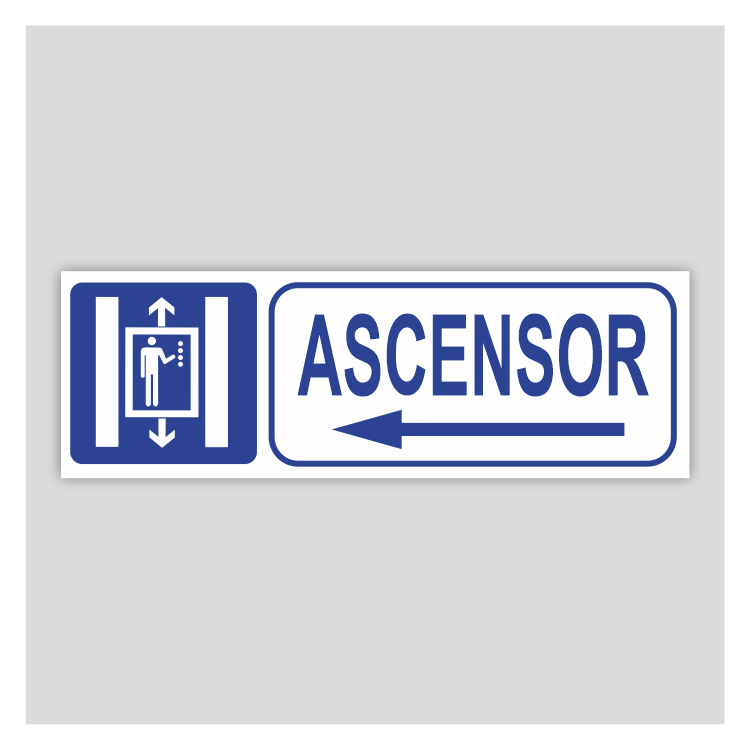 Cartel de ascensor con flecha izquierda