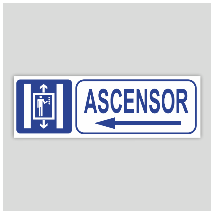 Cartel de ascensor con flecha izquierda