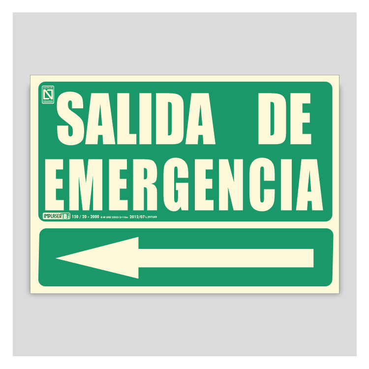 Emergency exit with left arrow