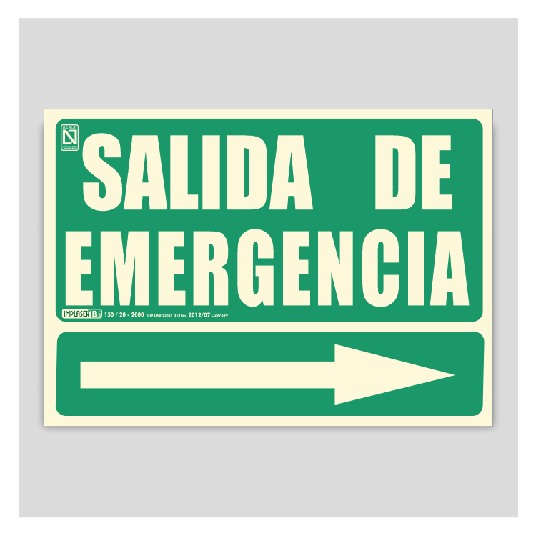 Emergency exit with right arrow