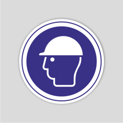 Etiqueta adhesiva de uso obligatorio de casco (pictograma)