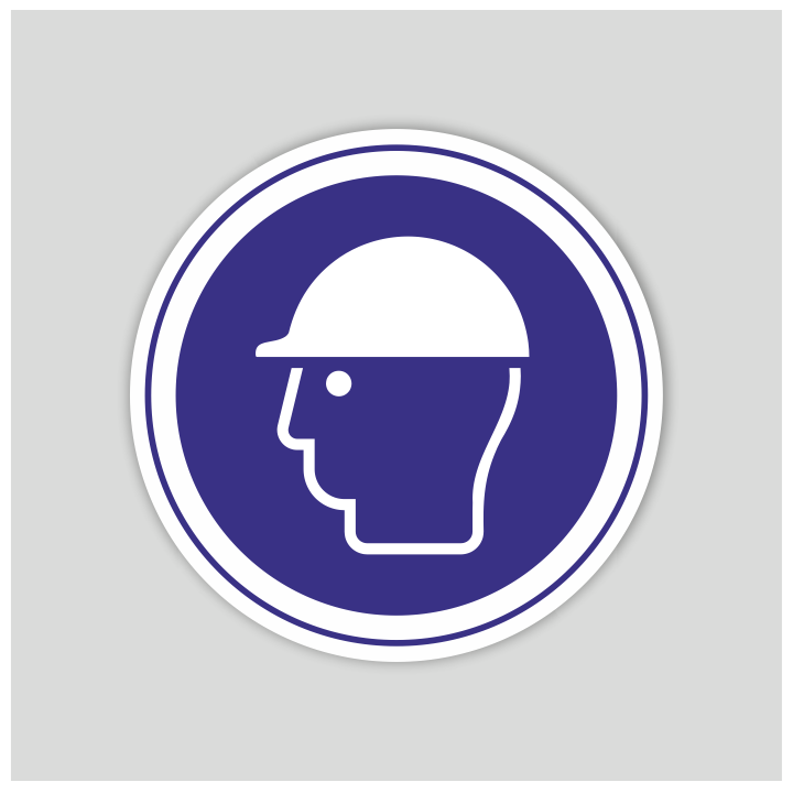 Etiqueta adhesiva de uso obligatorio de casco (pictograma)