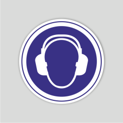 Etiqueta adhesiva de uso obligatorio de protector auditivo (pictograma)