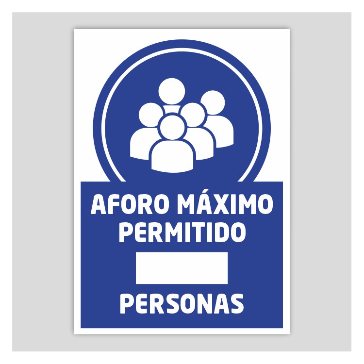 Cartel de Aforo máximo permitido, para escribir con rotulador