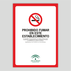 Cartel colgador Prohibido fumar, Espacio sin humo 21x29 cm A4