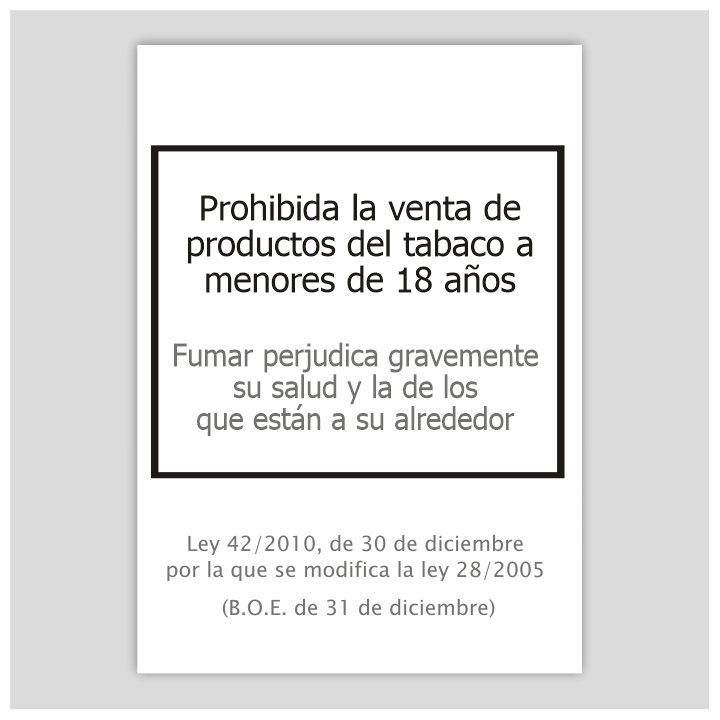 Cartell de prohibida la venda de productes del tabac a menors de 18 anys