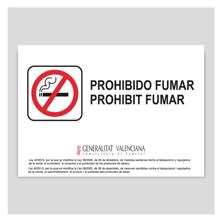 Cartel prohibido fumar vertical Galicia