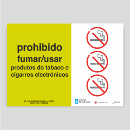 Prohibido fumar / usar produtos do tabaco e cigarros electronicos - Galicia