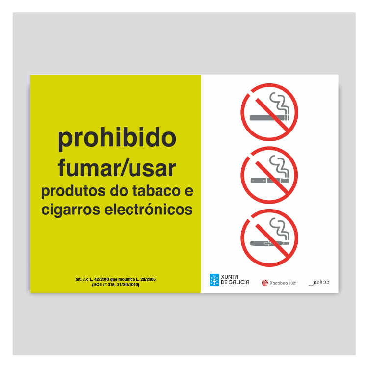 Cartel prohibido fumar vertical Galicia