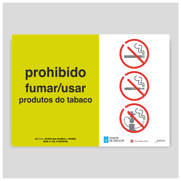 Prohibido fumar/usar produtos do tabaco - Galicia