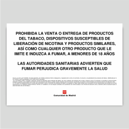 Prohibida la venta o entrega de productos del tabaco... - Comunidad de Madrid