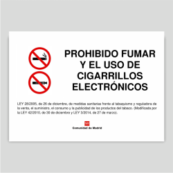 Prohibido fumar y el uso de cigarrillos electrónicos - Comunidad de Madrid