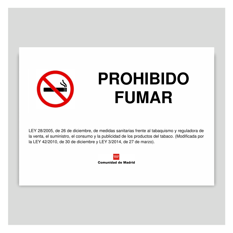 Prohibido fumar - Comunidad de Madrid