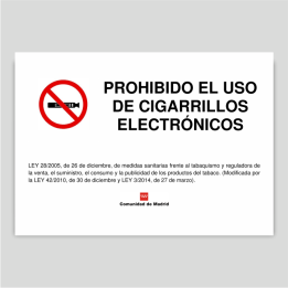 Prohibido el uso de cigarrillos electrónicos - Comunidad de Madrid