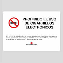 Prohibido el uso de cigarrillos electrónicos - Comunidad de Madrid
