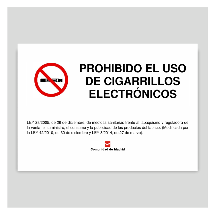 Prohibido el uso de cigarrillos electrónicos - Comunidad de Madrid