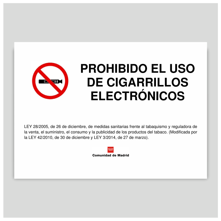 Prohibido el uso de cigarrillos electrónicos - Comunidad de Madrid