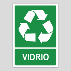 Cartell indicatiu de reciclatge de vidre