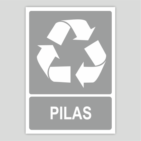 Cartel indicativo de reciclaje de pilas