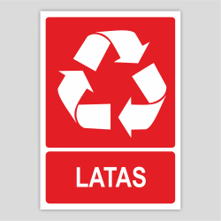 Cartel indicativo de reciclaje de latas