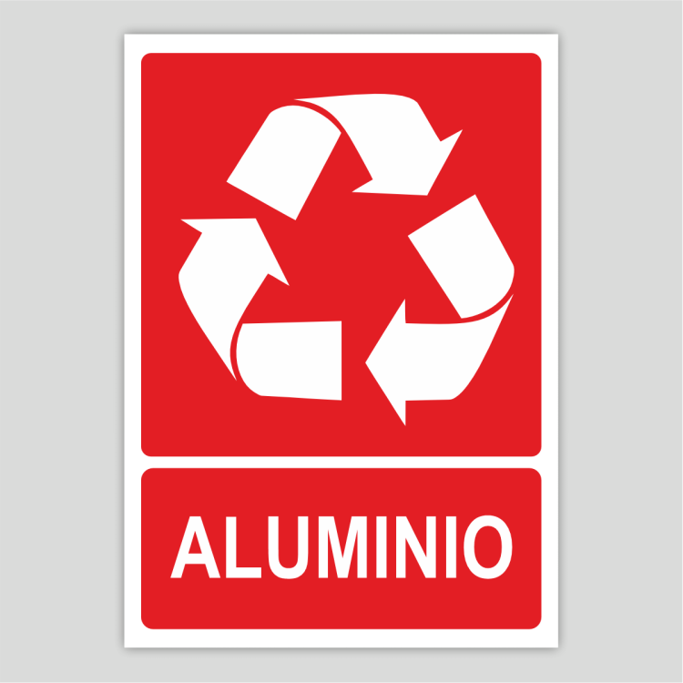 Cartel indicativo de reciclaje de aluminio