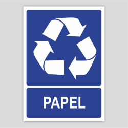 Cartel indicativo de reciclaje de papel