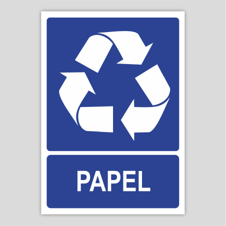 Cartell indicatiu de reciclatge de paper