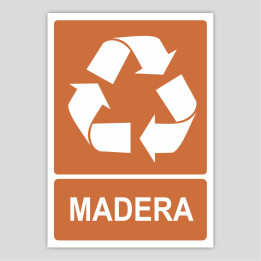 Cartell indicatiu de reciclatge de fusta