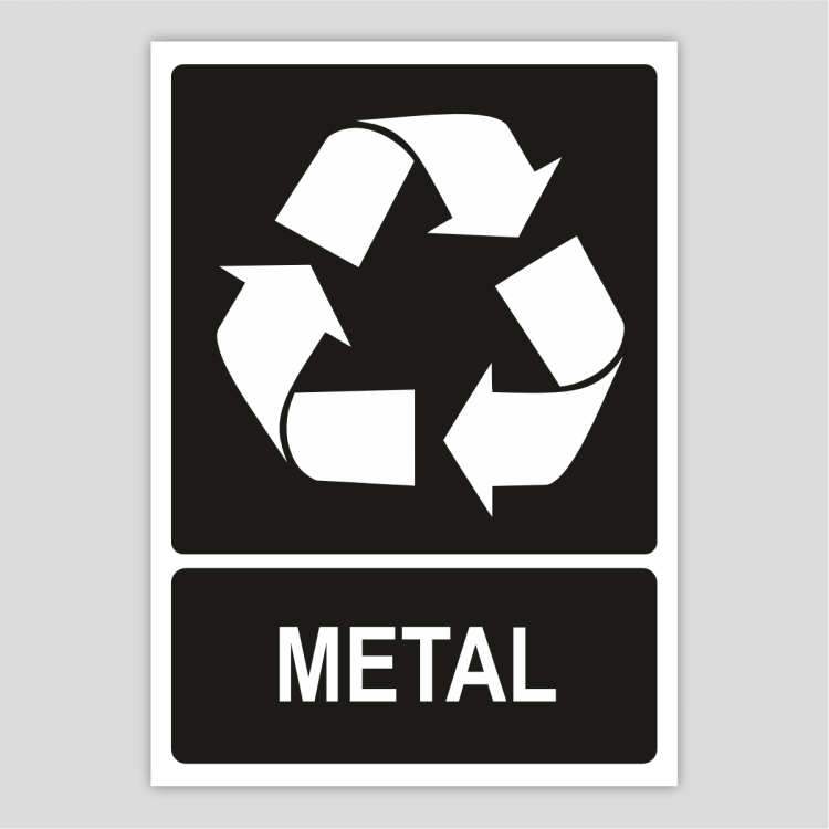 Cartel indicativo de reciclaje de metal