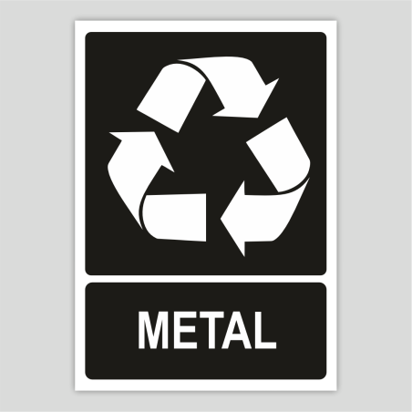 Cartell indicatiu de reciclatge de metall