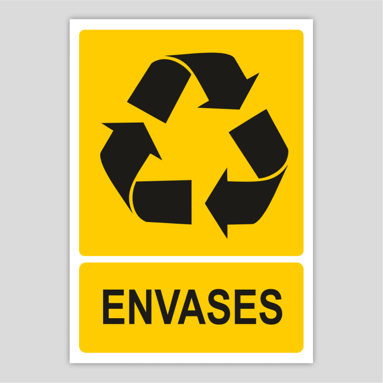 Cartel indicativo de reciclaje de envases