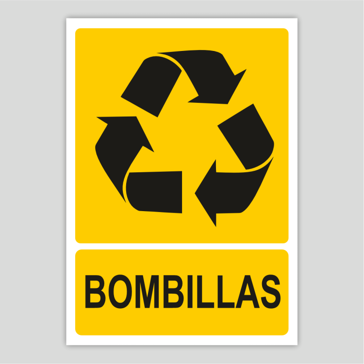 Cartel indicativo de reciclaje de bombillas