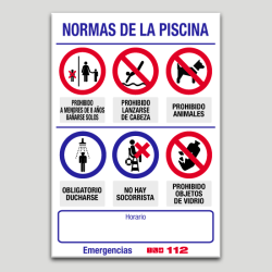 Cartel de normas de piscina personalizable