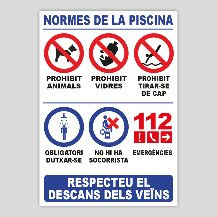 Cartell de normes de piscina