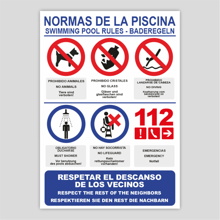 Cartell de normes de piscina