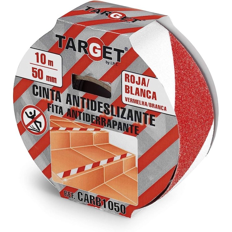 Cinta antideslizante roja/blanca 10m x 50mm Target