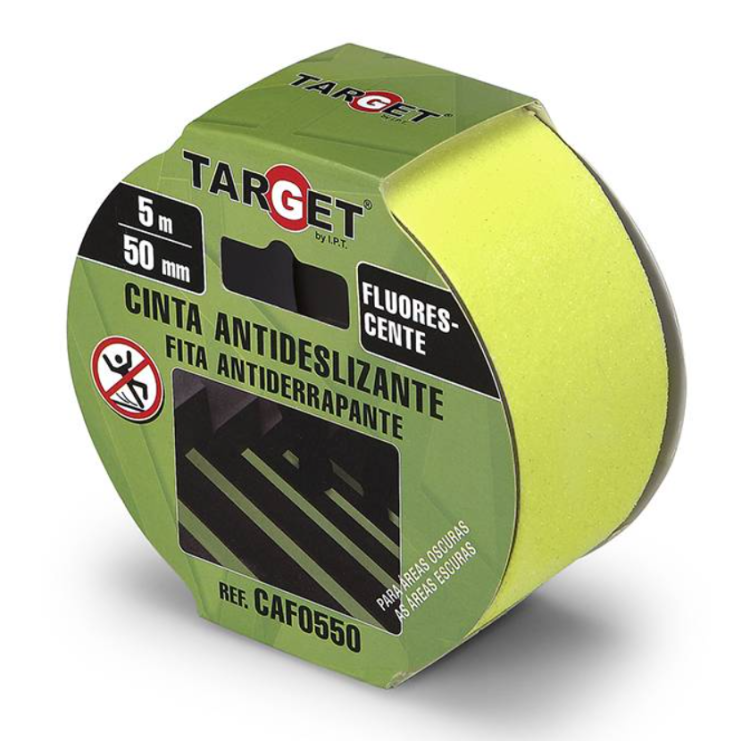 Cinta antideslizante fluorescente 5m x 50mm Target