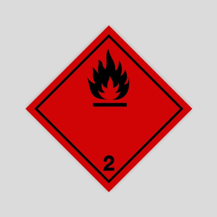Adhesivo Peligro de clase 2.1 Gases inflamables Adhesivo Peligro de clase 2.1 Gases inflamables