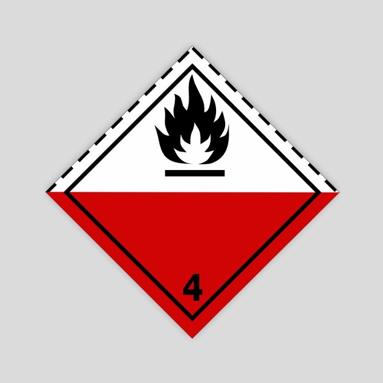 Adhesivo Peligro de clase 4.2 Materias espontáneamente inflamables. Adhesivo Peligro de clase 4.2 Materias espontáneamente inflamables.