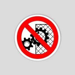 Adhesiu de prohibit retirar proteccions (pictograma)