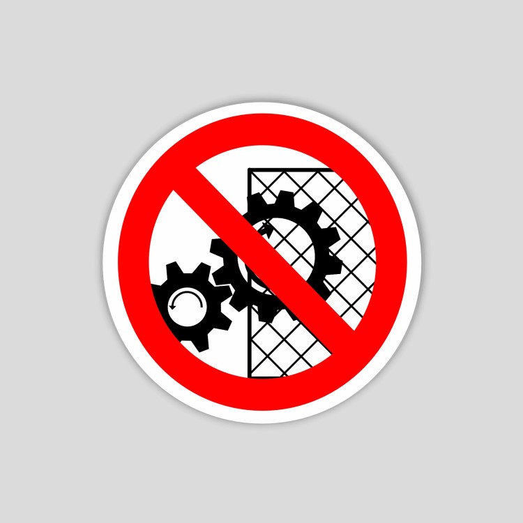 Adhesive forbidding to remove protections (pictogram)