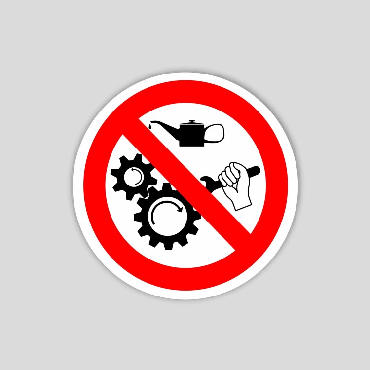 Adhesive forbidden to carry out maintenance in progress (pictogram)
