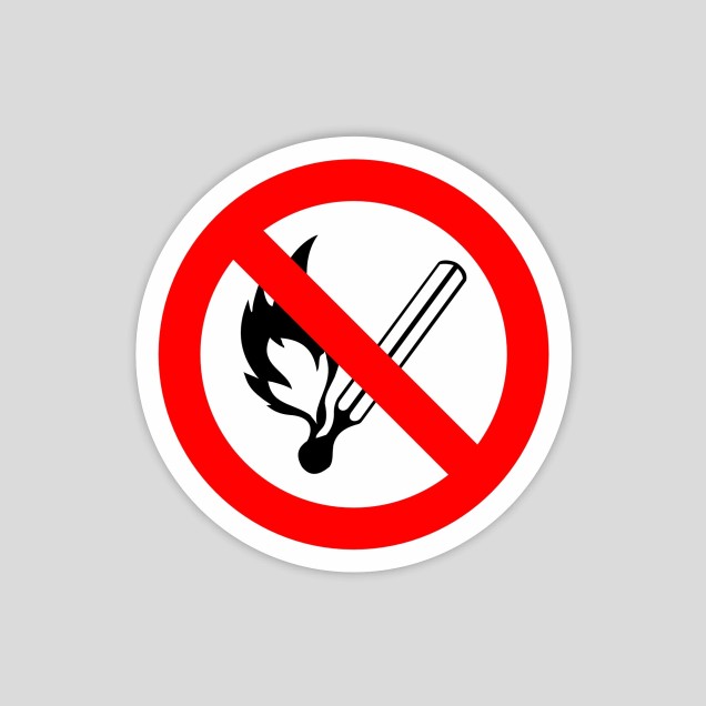 Sticker forbidding to light fire (pictogram)